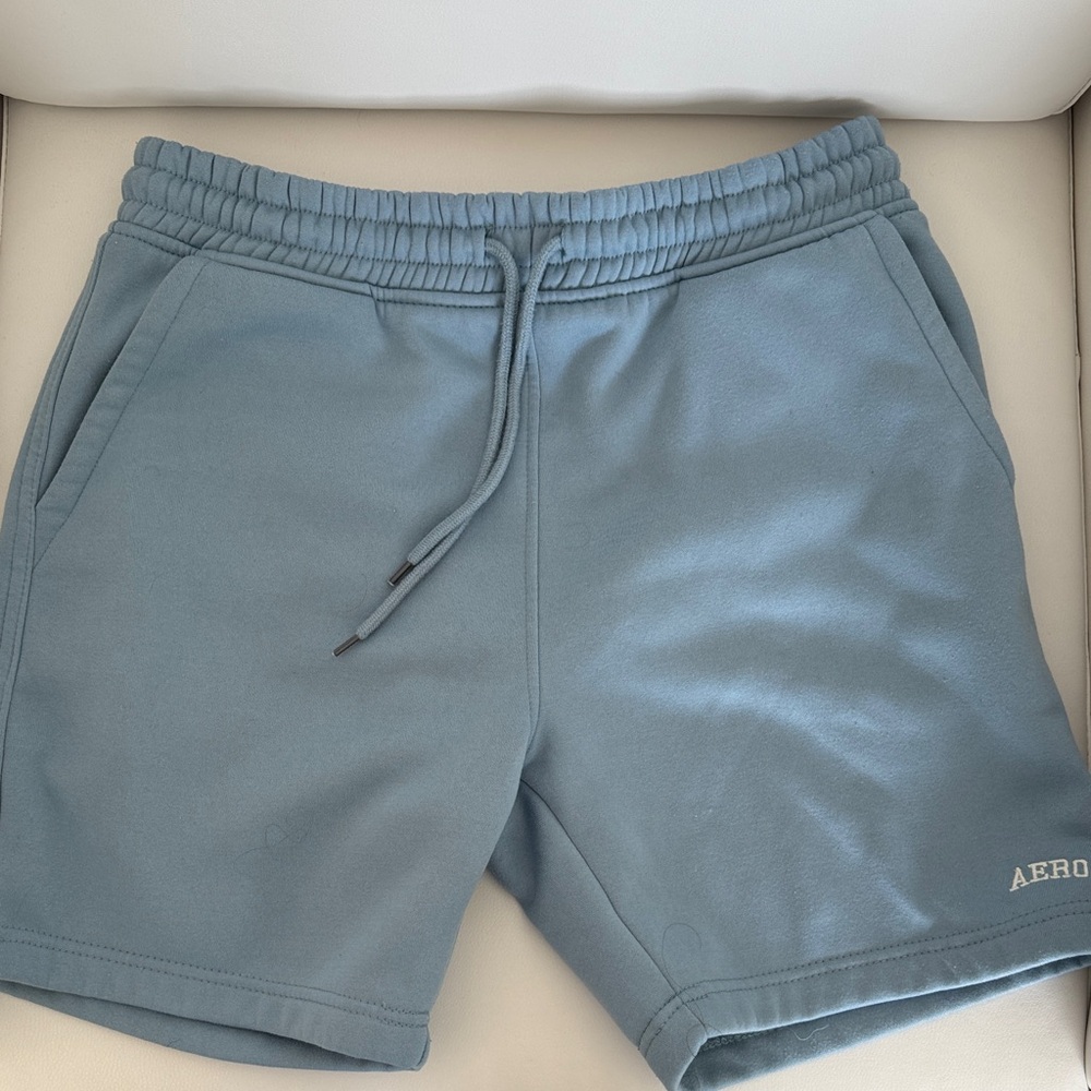 Aeropostale Men's Light Blue Fleece Drawstring Shorts